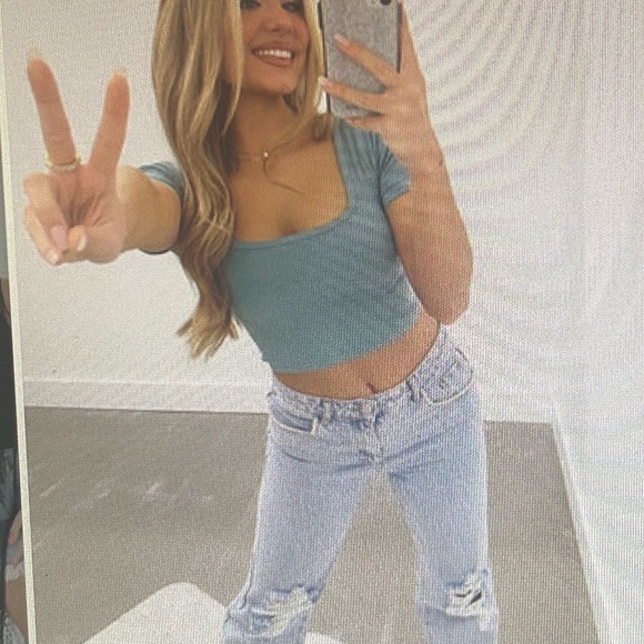 Women’s square neck ribbed crop - Picture 4 of 6